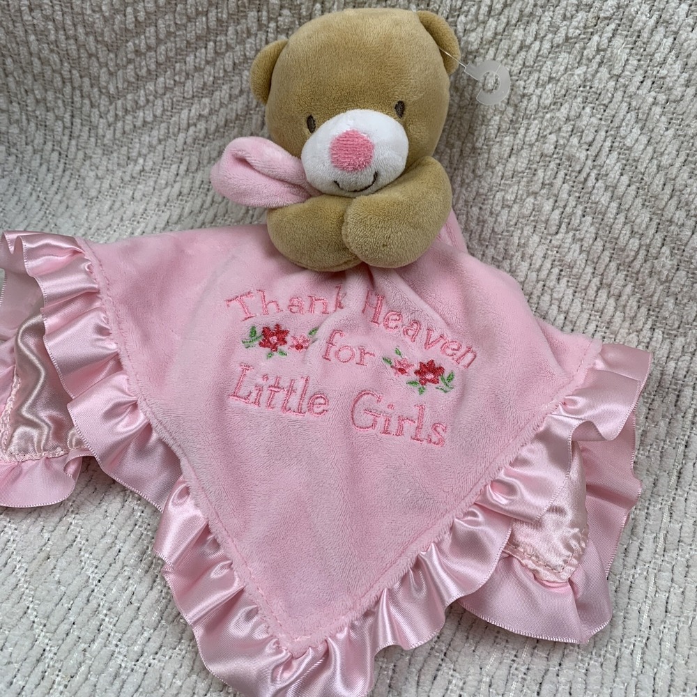 Baby Starters Thank Heaven for Little Girls pink Teddy Bear Lovey Rattle Blanket